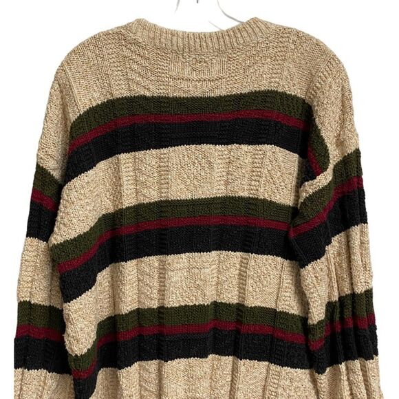 Vintage Sears & Roebuck Knit Sweater Men's Size L Pullover Striped Crewneck Dad - Picture 9 of 12